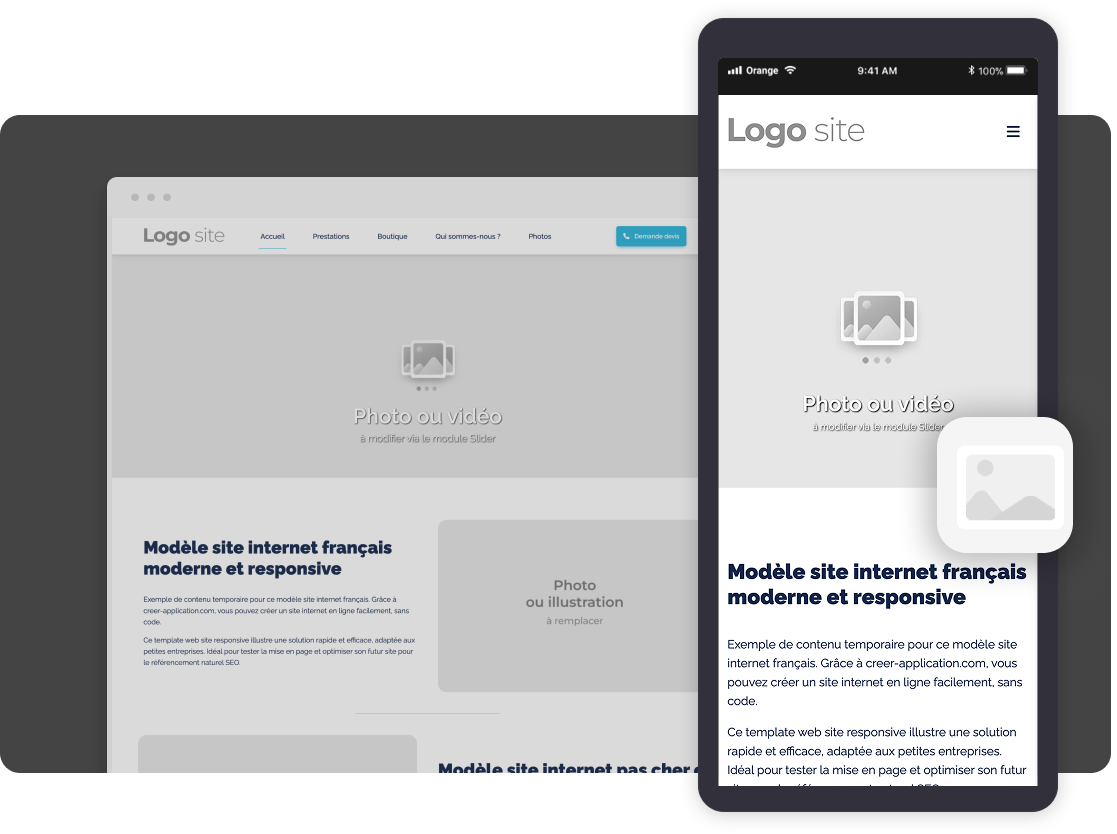 Créer application Modèle vierge Créer application Modèle vierge