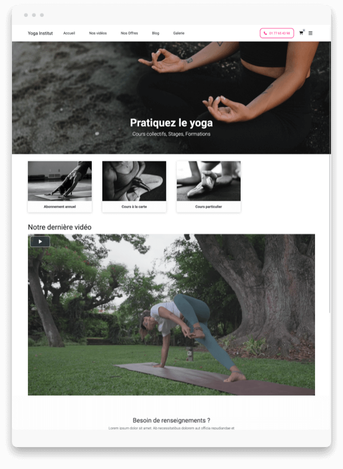 Créer application Cours de Yoga
