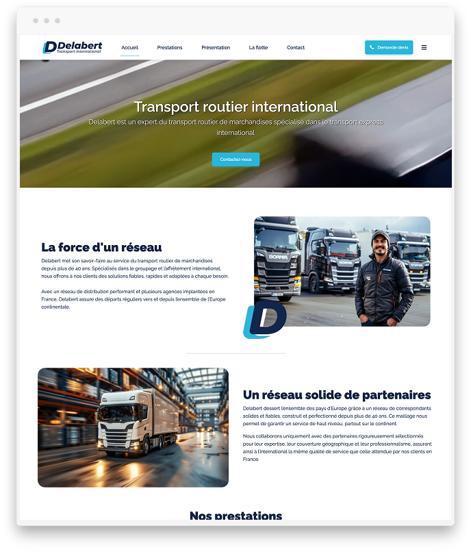 Créer site internet Transport Créer application Transport