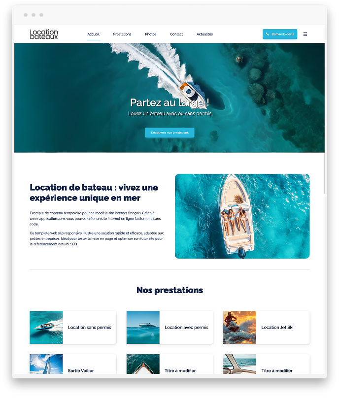 Créer site internet Location bateaux Créer application Location bateaux