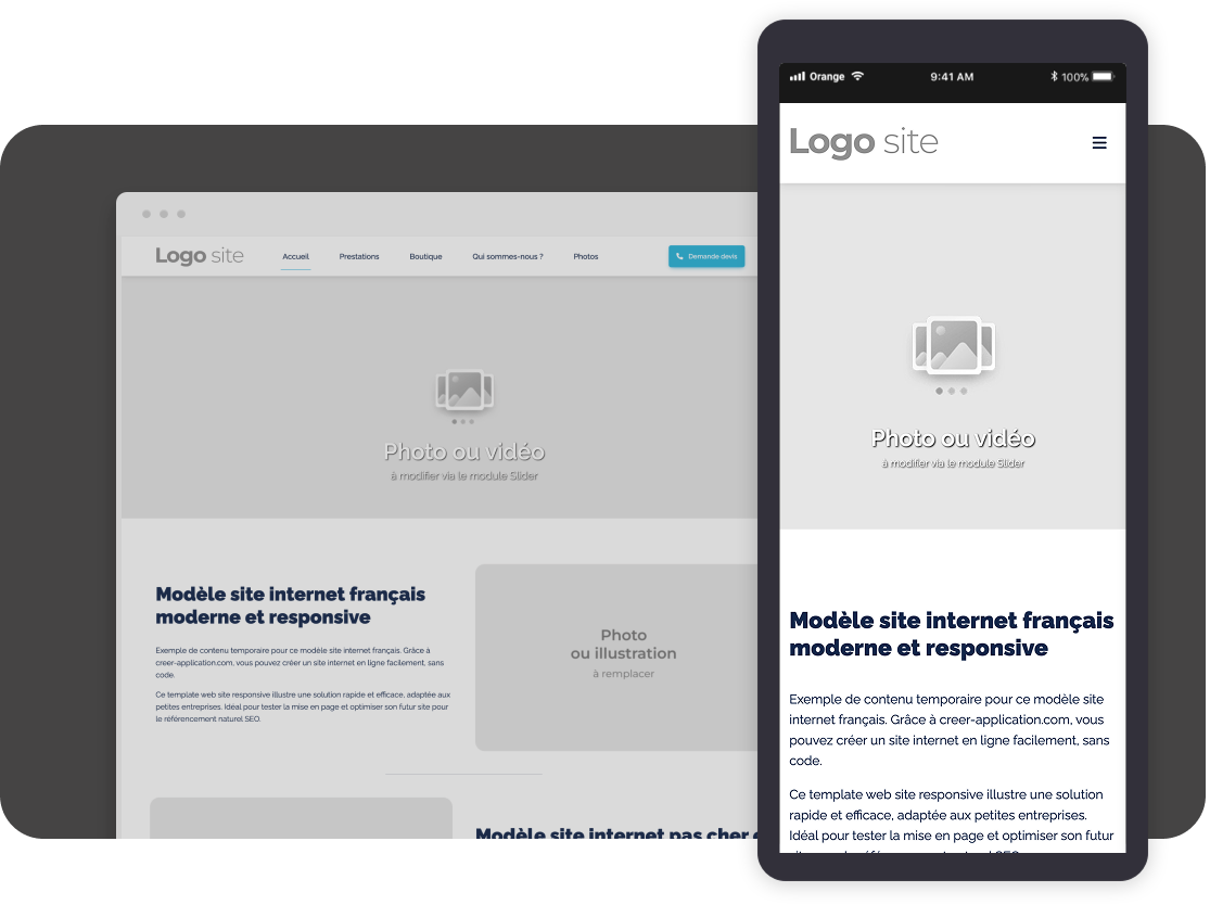 Créer application Modèle vierge Créer application Modèle vierge