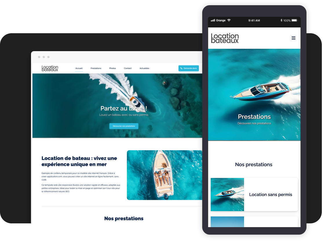 Créer application Location bateaux