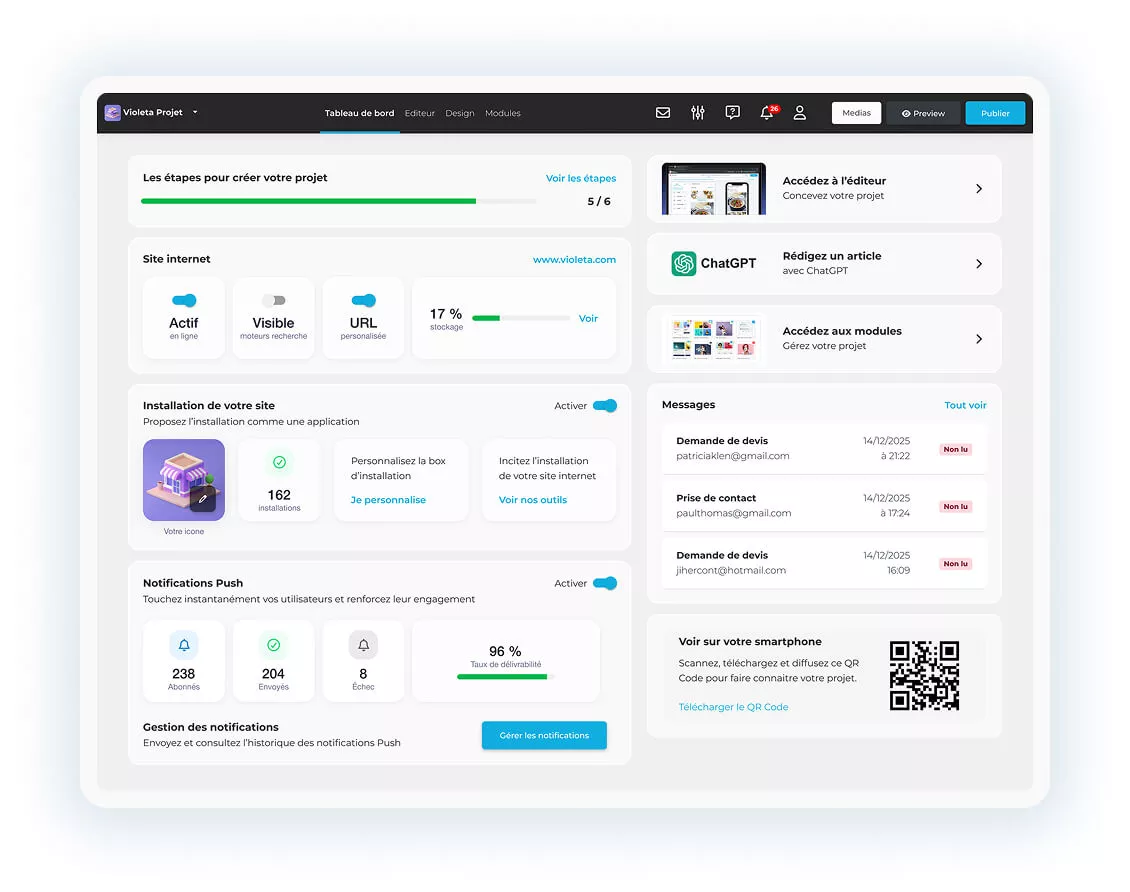 Une interface de gestion simple et intuitive